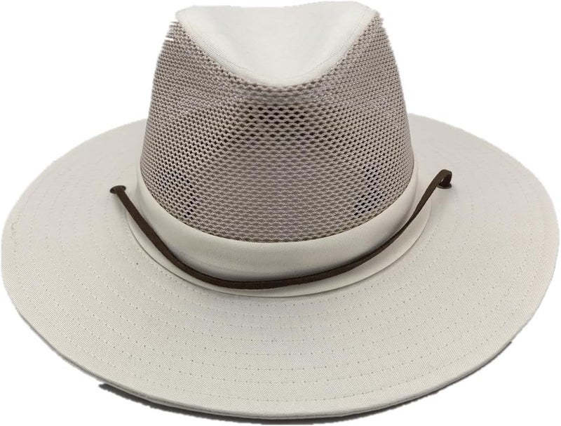 TUREVIEW Store Men's Flat Wide Brim Mesh Safari Outdoor Hat Panama Hat Travel Fishing Hiking with Windproof - Image 2